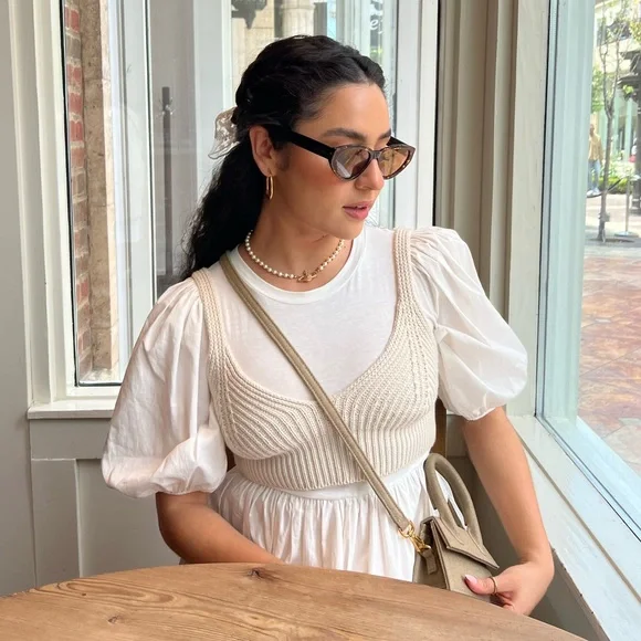 Zara | Dresses | Zara Layered Knit White Dress | Poshmark